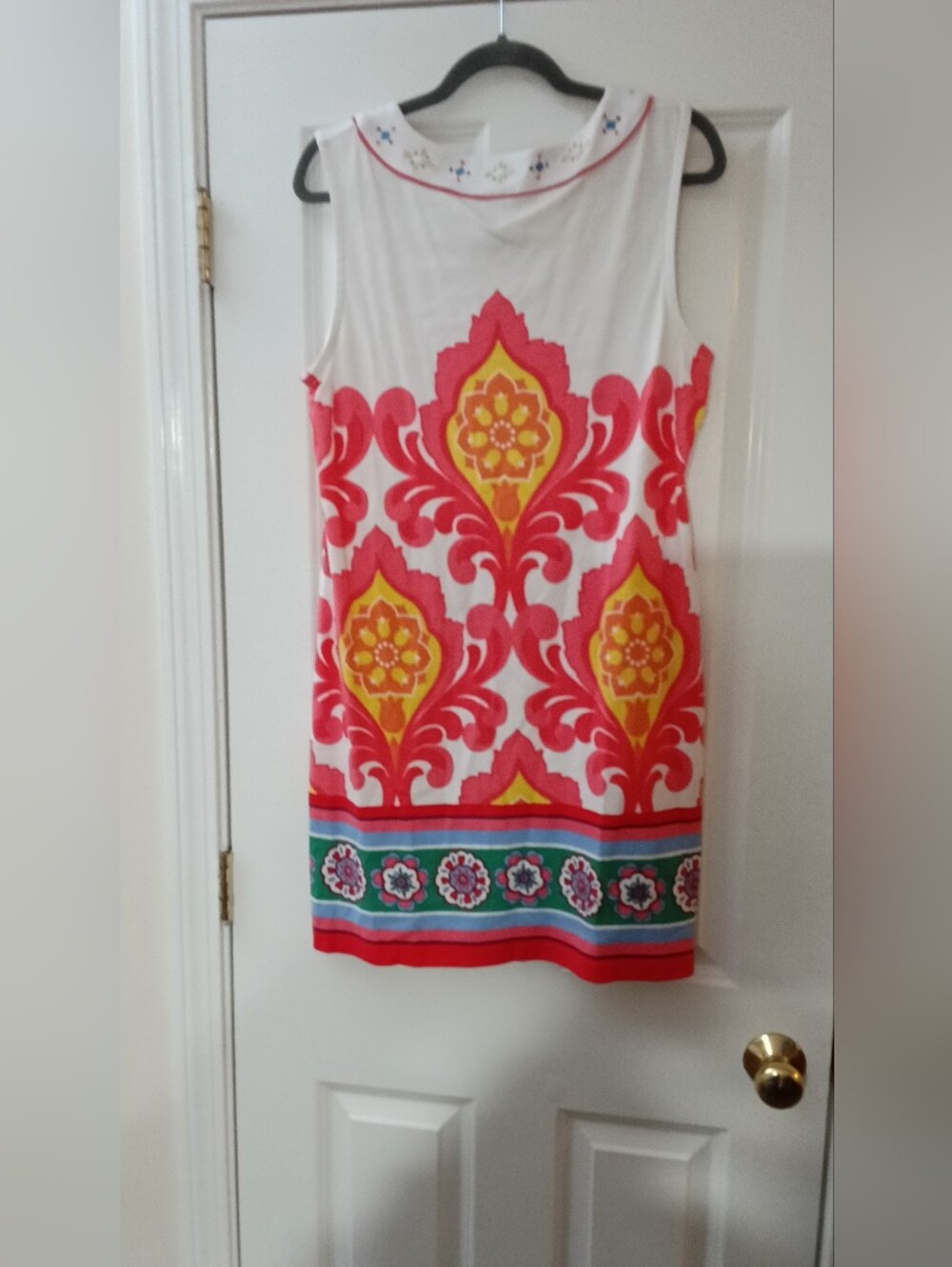 RAFAELLA Sleeveless Pink & Yellow Patterned Shift Dress SIZE LP/PG - Picture 5 of 8